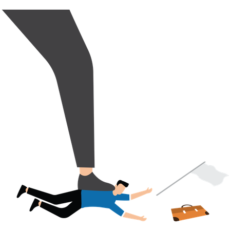 Businessman is trampled under a huge foot  Illustration