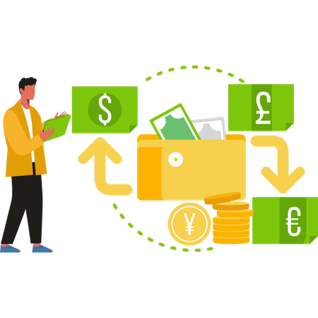 Businessman is transferring money  Illustration