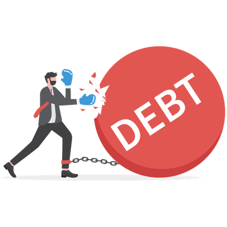 Businessman is trapped in debt circle  Illustration