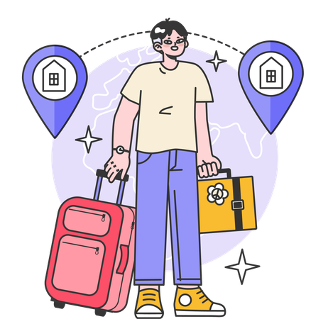Businessman is travelling abroad  Illustration