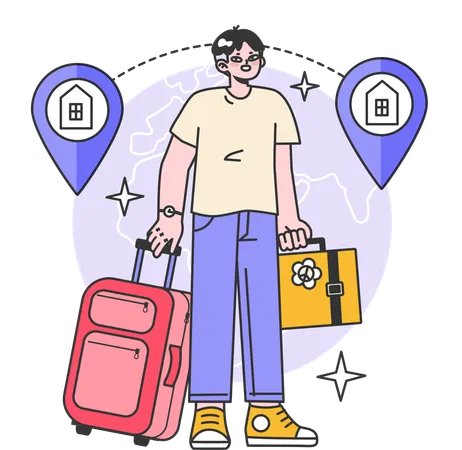 Businessman is travelling abroad  Illustration