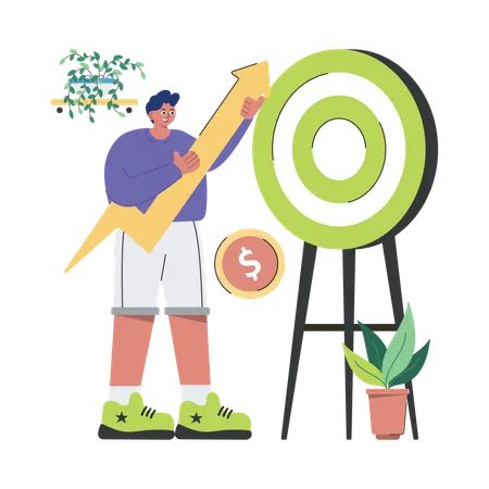 Businessman Is Trying Hard To Achieve Target Illustration