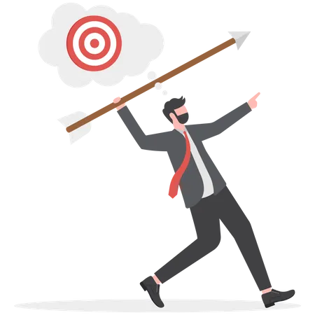 Businessman Is Trying To Achieve His Target Illustration