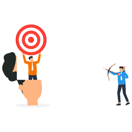 Businessman is trying to achieve his target  Illustration