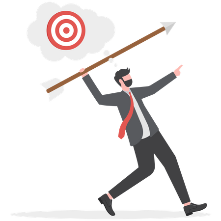 Businessman is trying to achieve his target  Illustration