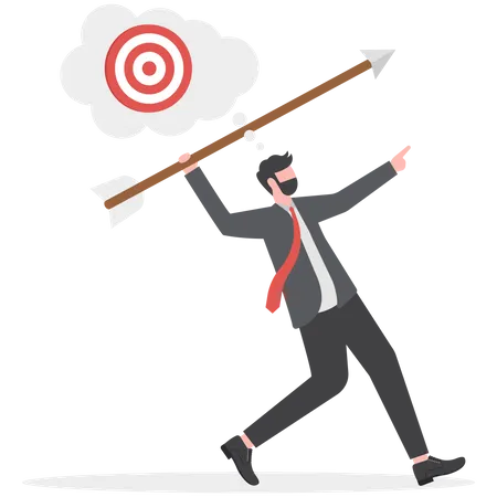 Businessman is trying to achieve his target  Illustration