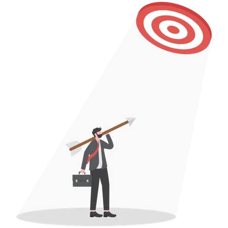 Businessman is trying to achieve his target with an arrow  Illustration