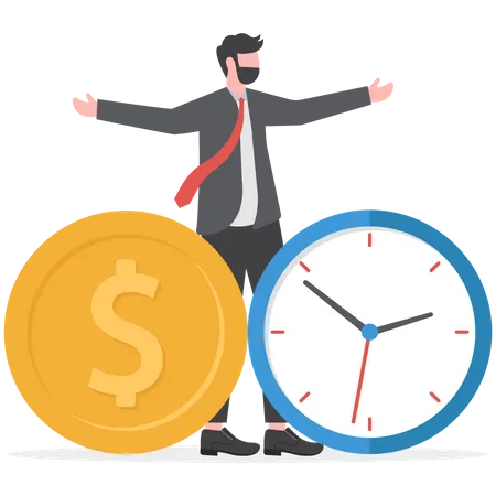 Businessman Is Trying To Catch Deadline Schedule Illustration