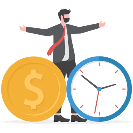 Businessman is trying to catch deadline schedule  Illustration