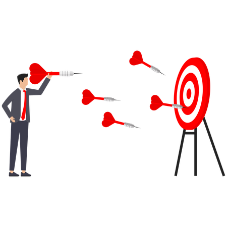 Businessman is trying to chase his business target  Illustration