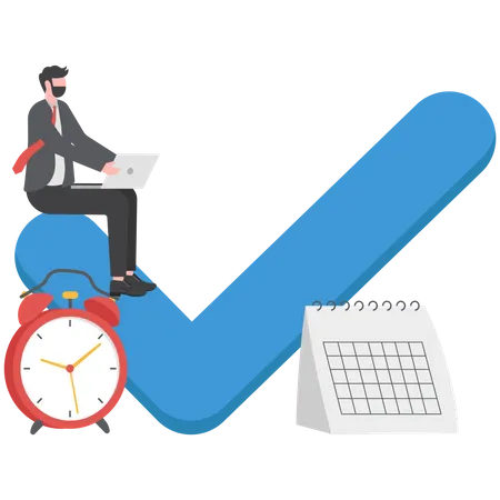 Multitasking Businessman With Time Management Concept Effective Management With Business Background Illustration