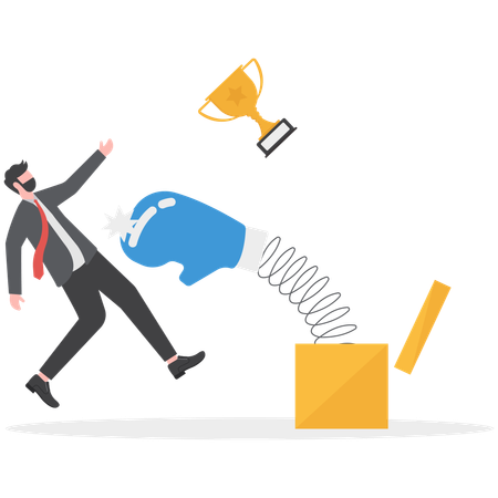 Businessman is unable to achieve his business goal  Illustration