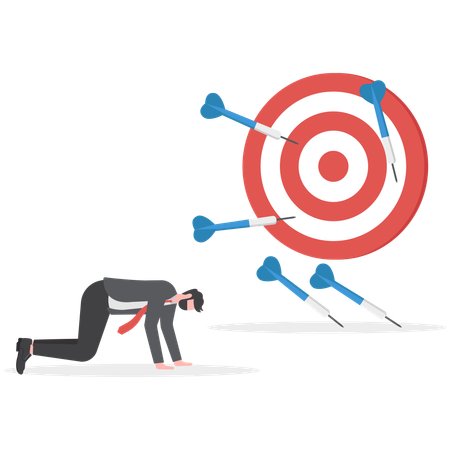 Businessman is unable to achieve his target  Illustration