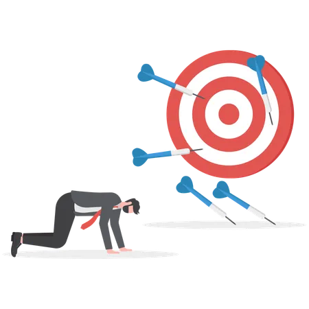 Businessman is unable to achieve his target  Illustration