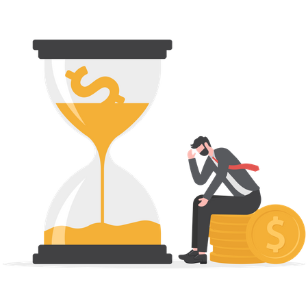 Businessman is unable to manage finances  Illustration