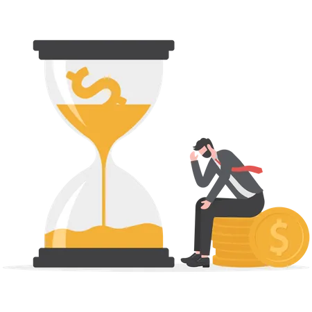 Businessman is unable to manage finances  Illustration