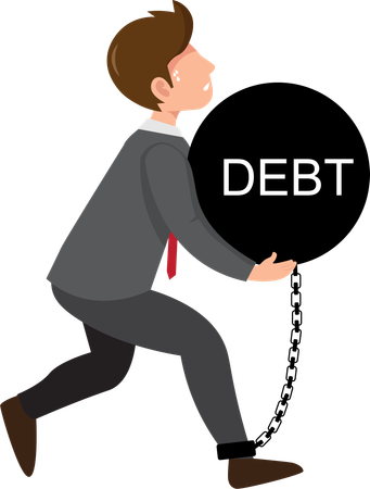 Businessman under debts  Illustration