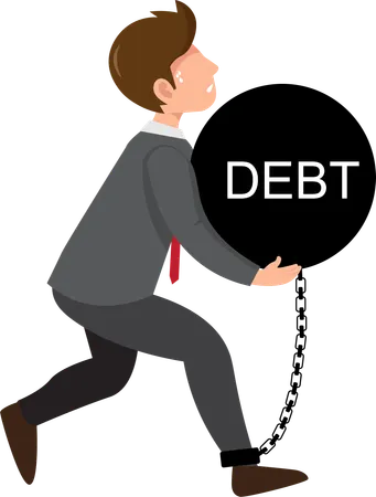 Businessman under debts  Illustration