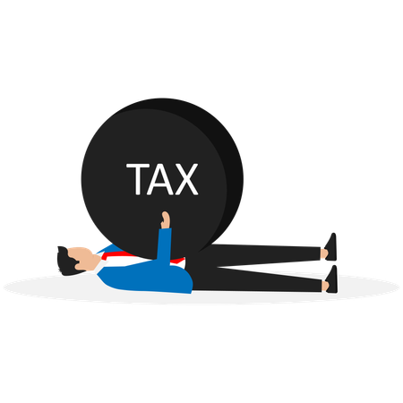 Businessman is under tax burden  Illustration