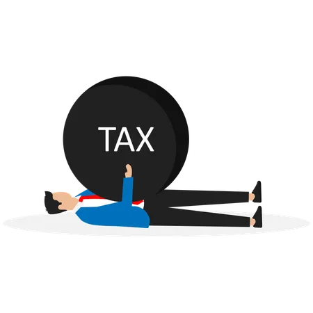 Businessman is under tax burden  Illustration