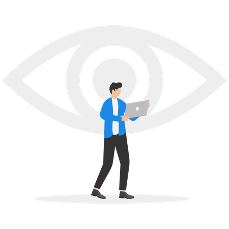 Businessman is using eyeball identification system  Illustration