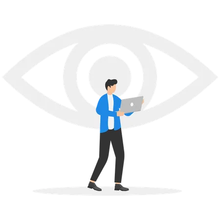 Businessman is using eyeball identification system  Illustration