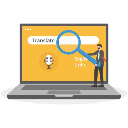 Businessman Is Using Online Language Translator Illustration