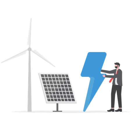 Businessman is using renewable energy  Illustration