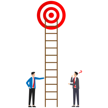 Businessman is using succes ladder to achieve his target  Illustration
