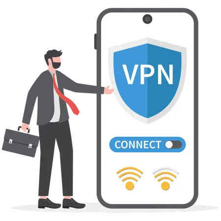 Businessman is using vpn technology  Illustration