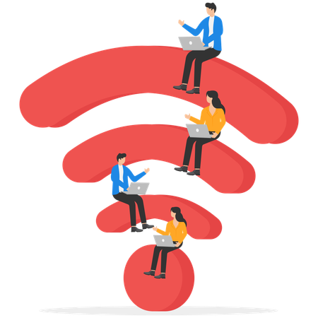 Businessman is using wifi technology  Illustration