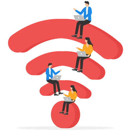 Businessman is using wifi technology  Illustration