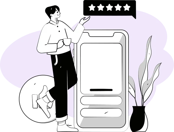 Businessman is viewing at user's review  Illustration