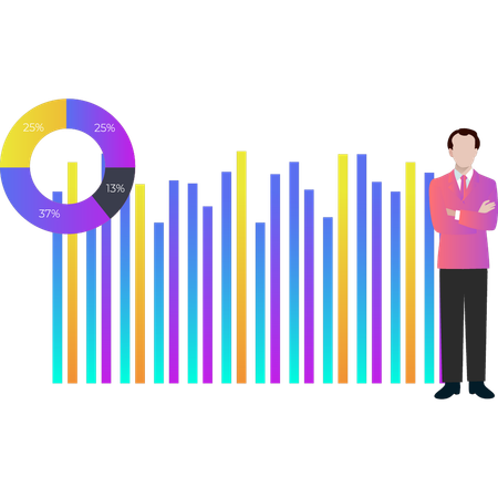 Businessman is viewing bar graph  Illustration