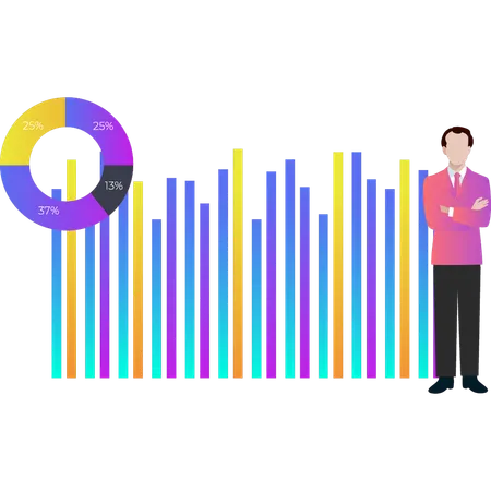 Businessman is viewing bar graph  Illustration