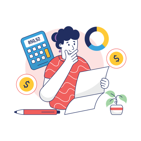 Businessman is viewing Budget Report  Illustration