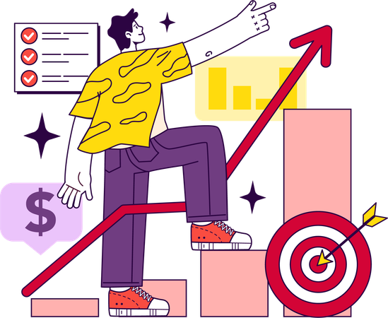 Businessman is viewing business analysis  Illustration