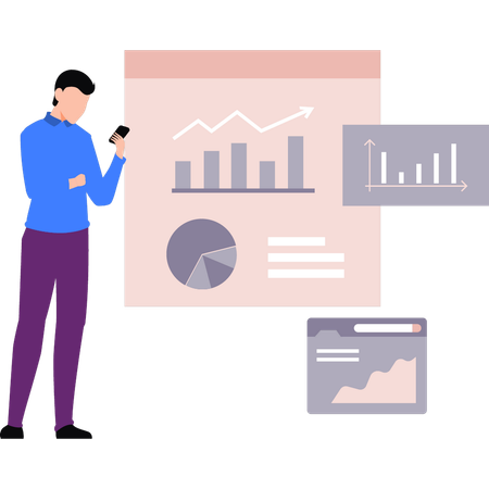 Businessman is viewing business data  Illustration