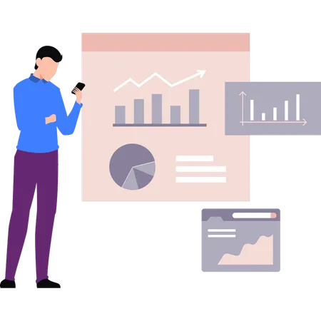Businessman is viewing business data  Illustration