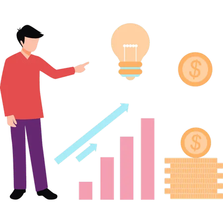 Businessman is viewing business graphs  Illustration