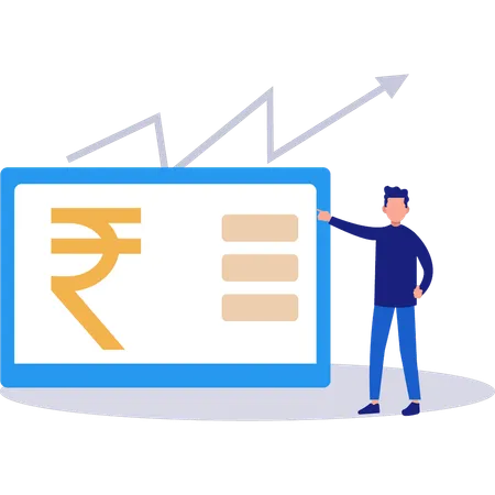 Businessman is viewing currency growth  Illustration