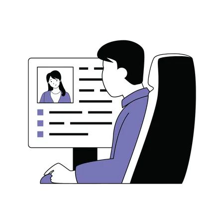 Businessman is viewing employees profile  Illustration