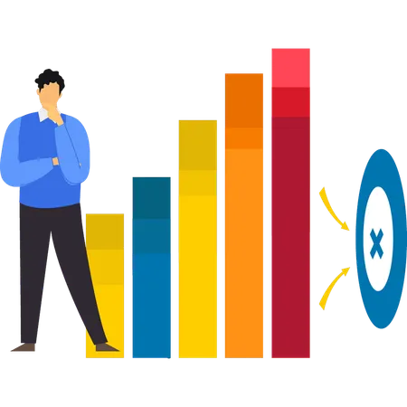 Businessman is viewing financial graph  Illustration