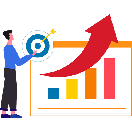 Businessman is viewing financial graph  Illustration