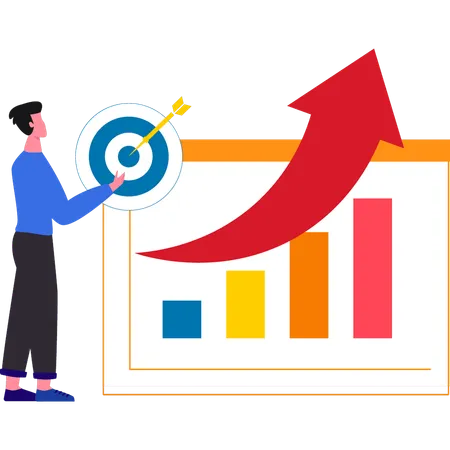 Businessman is viewing financial graph  Illustration