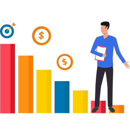 Businessman is viewing financial graph  Illustration