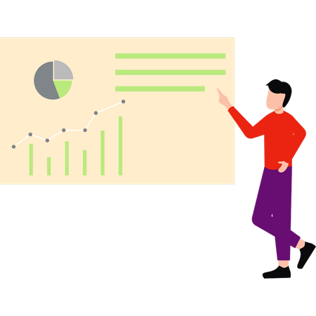 Businessman is viewing financial graph  Illustration