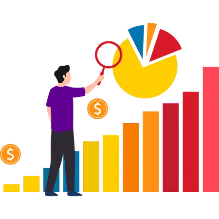 Businessman is viewing his profit graph  Illustration