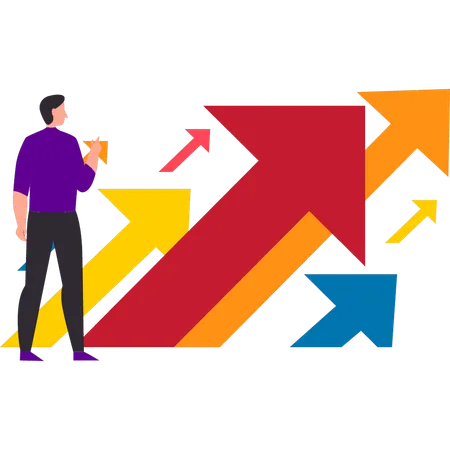 Businessman is viewing his profit graph  Illustration