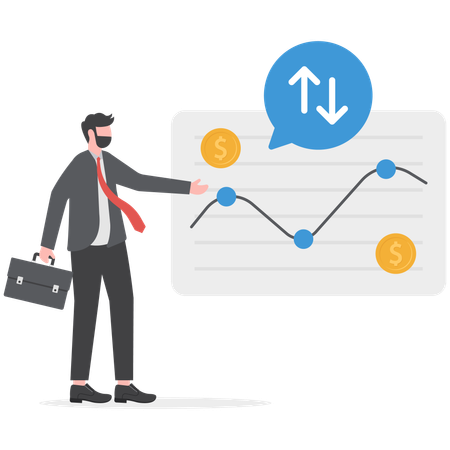 Businessman is viewing his profit graph  Illustration